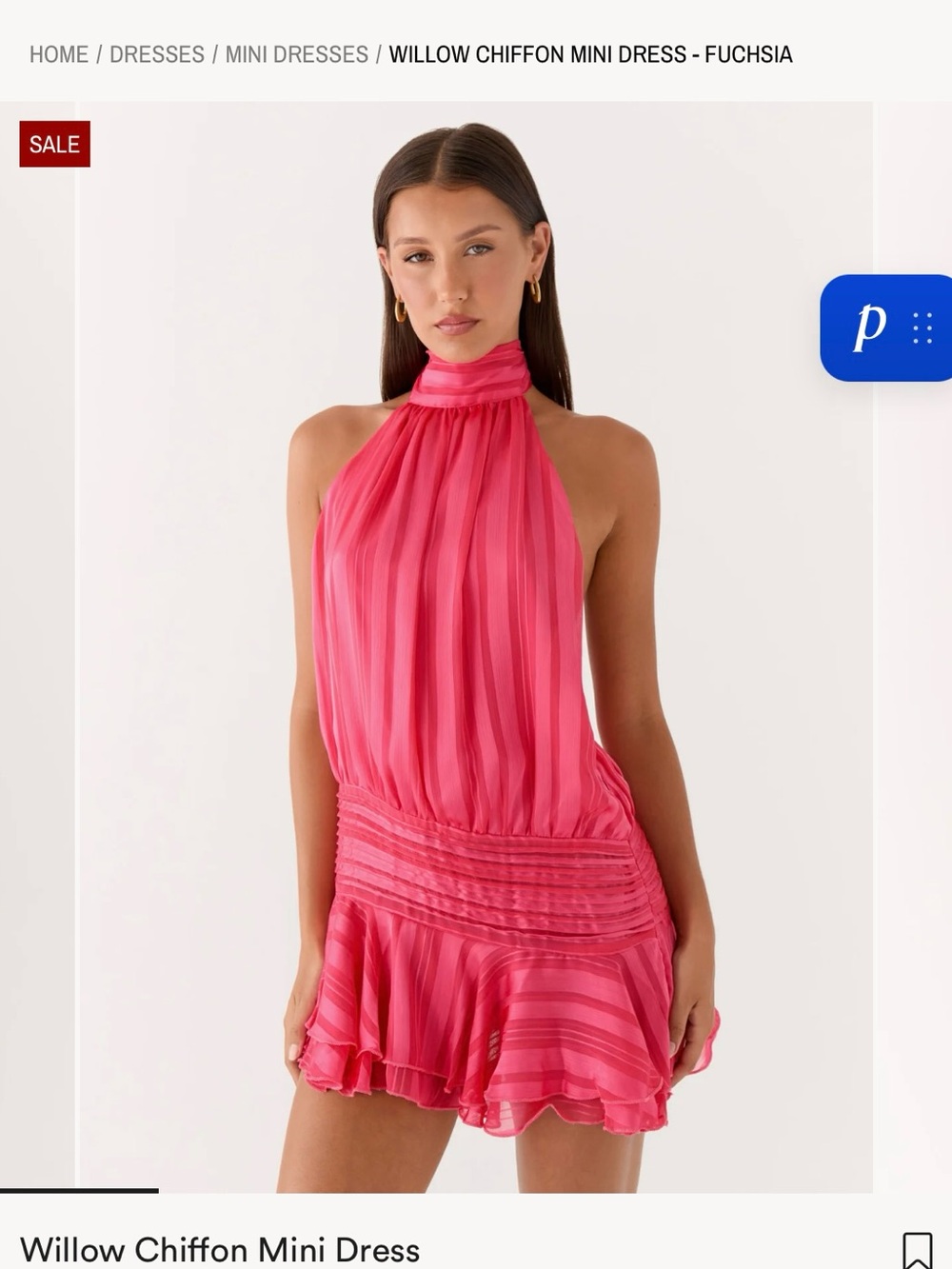 Peppermayo Willow Chiffon Mini Dress - Hot Pink